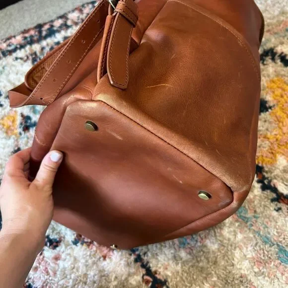 Azaria Luxe La Mère Backpack Grand Brown Leather Baby Diaper Bag - Picture 10 of 13